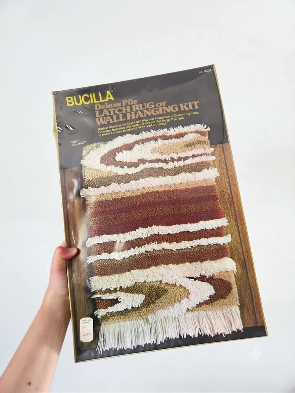 Vintage Bucilla Latch Hook Kit Oslo 20x27 Wall Hanging Rug Mid Century Modern Re